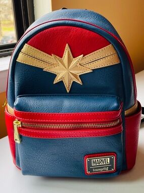 Marvel Captain Marvel Loungefly Mini Backpack — Blue, Red, Gold